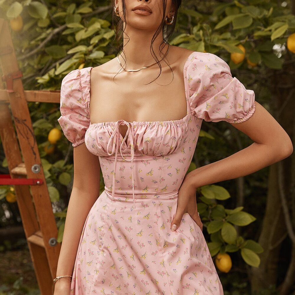 House of CB Pink Floral Midi Dress